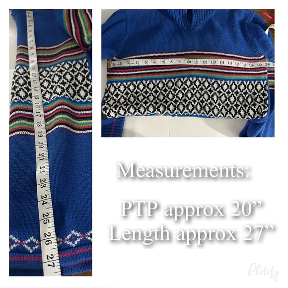 Vintage 80’s/90’s Blue Retro Stripe Printed Sweater medium - Picture 6 of 6